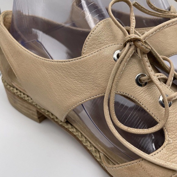 Stuart Weitzman Women’s Size 10 Tan almond Lace Up Leather Loafers Oxfords - Picture 8 of 16